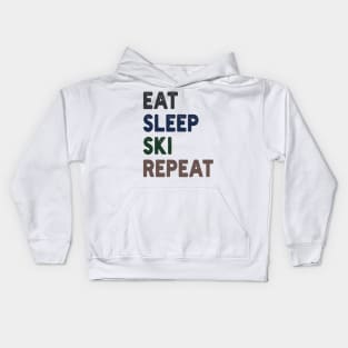 Eat Sleep Ski  Repeat Kids Hoodie